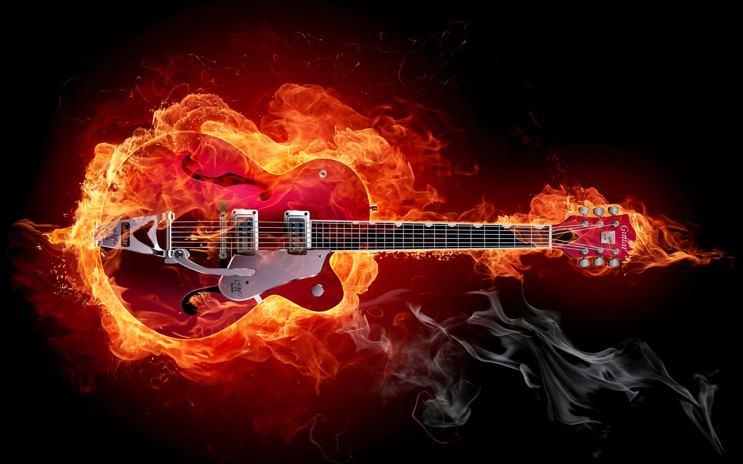 halloween music, 2560 x 1600 wallpaper, fiery electric guitar, 2K Desktop Wallpaper