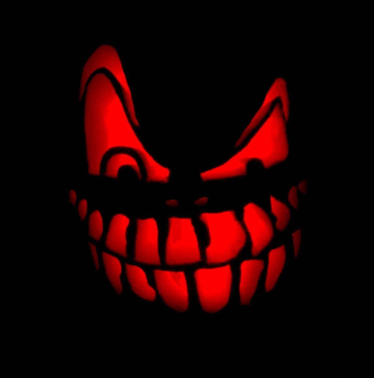 Scary Halloween iPhone, jack-o'-lantern, glowing red, SD Phone Wallpaper