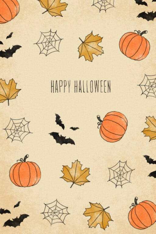 Halloween, orange pumpkins, yellow leaves, SD Phone Wallpaper