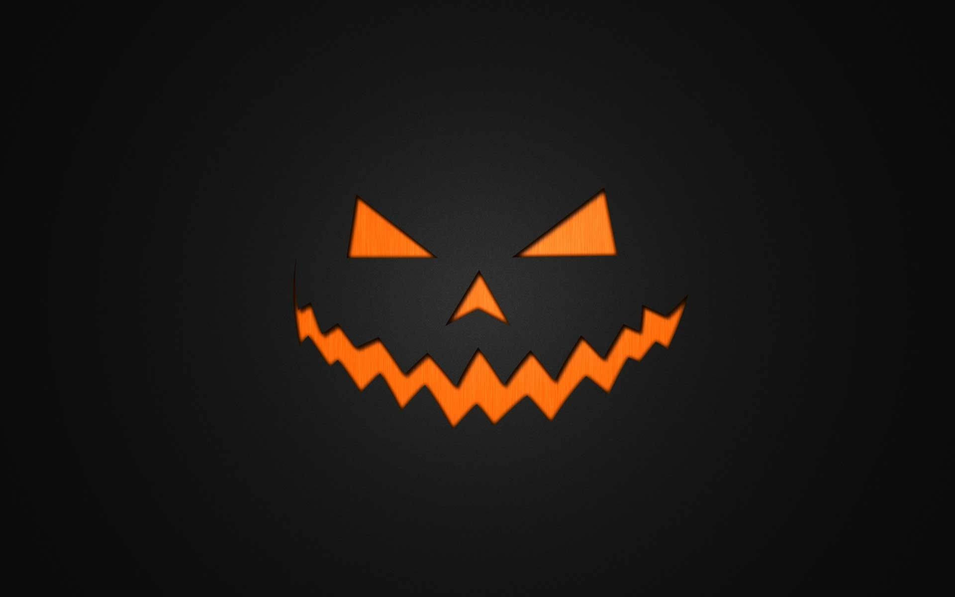 Scary Halloween, black jack-o-lantern, glowing orange, Full HD Desktop Wallpaper