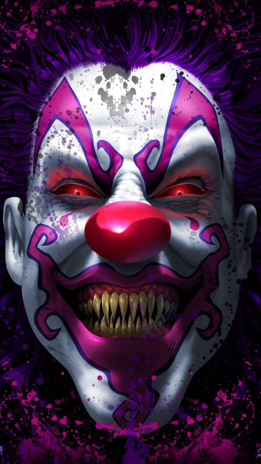 Scary iPhone, clown, glowing red eyes, HD Phone Wallpaper
