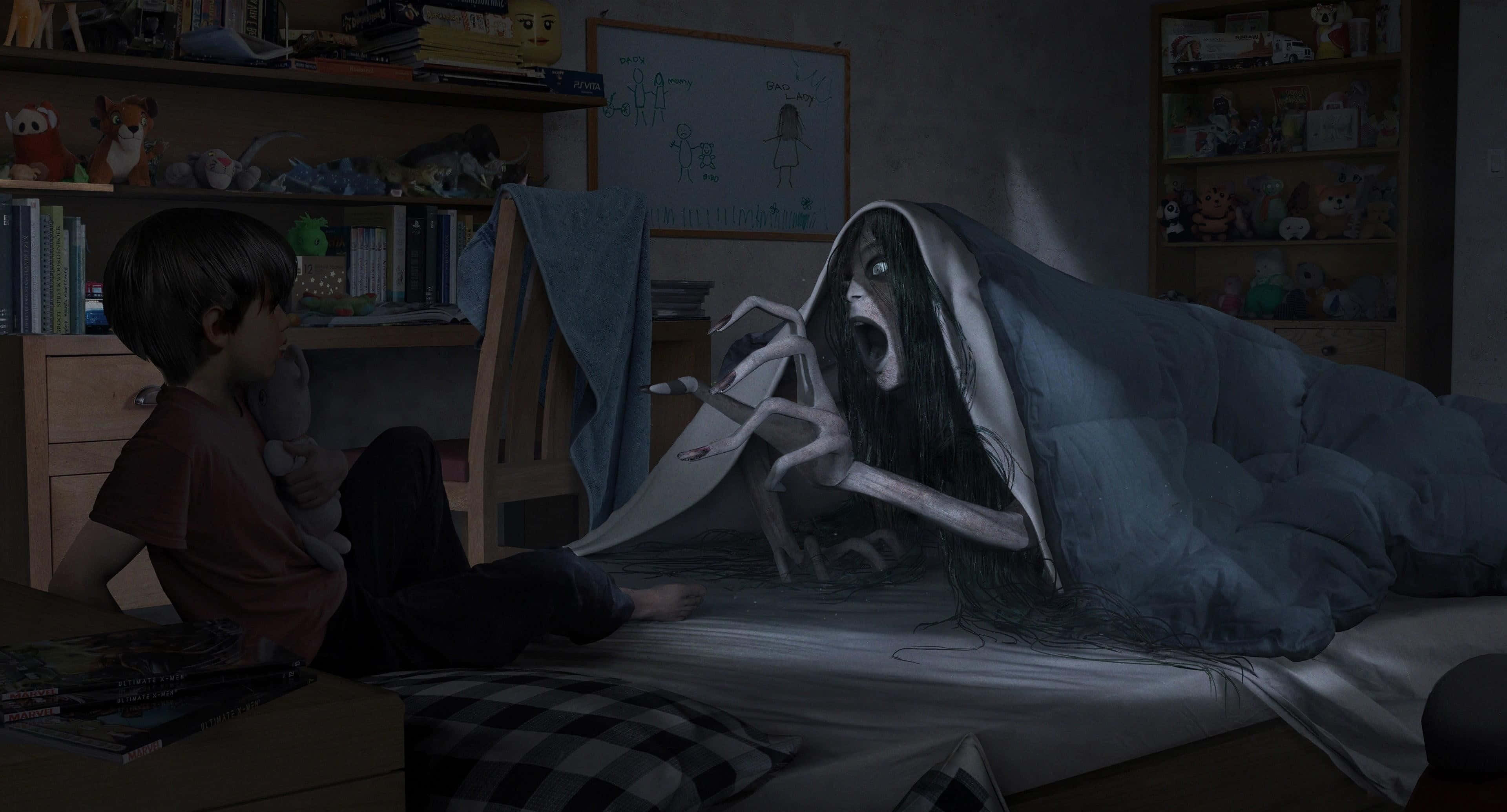 Scary Movies, ghostly figure, long hair, 4K Desktop Wallpaper