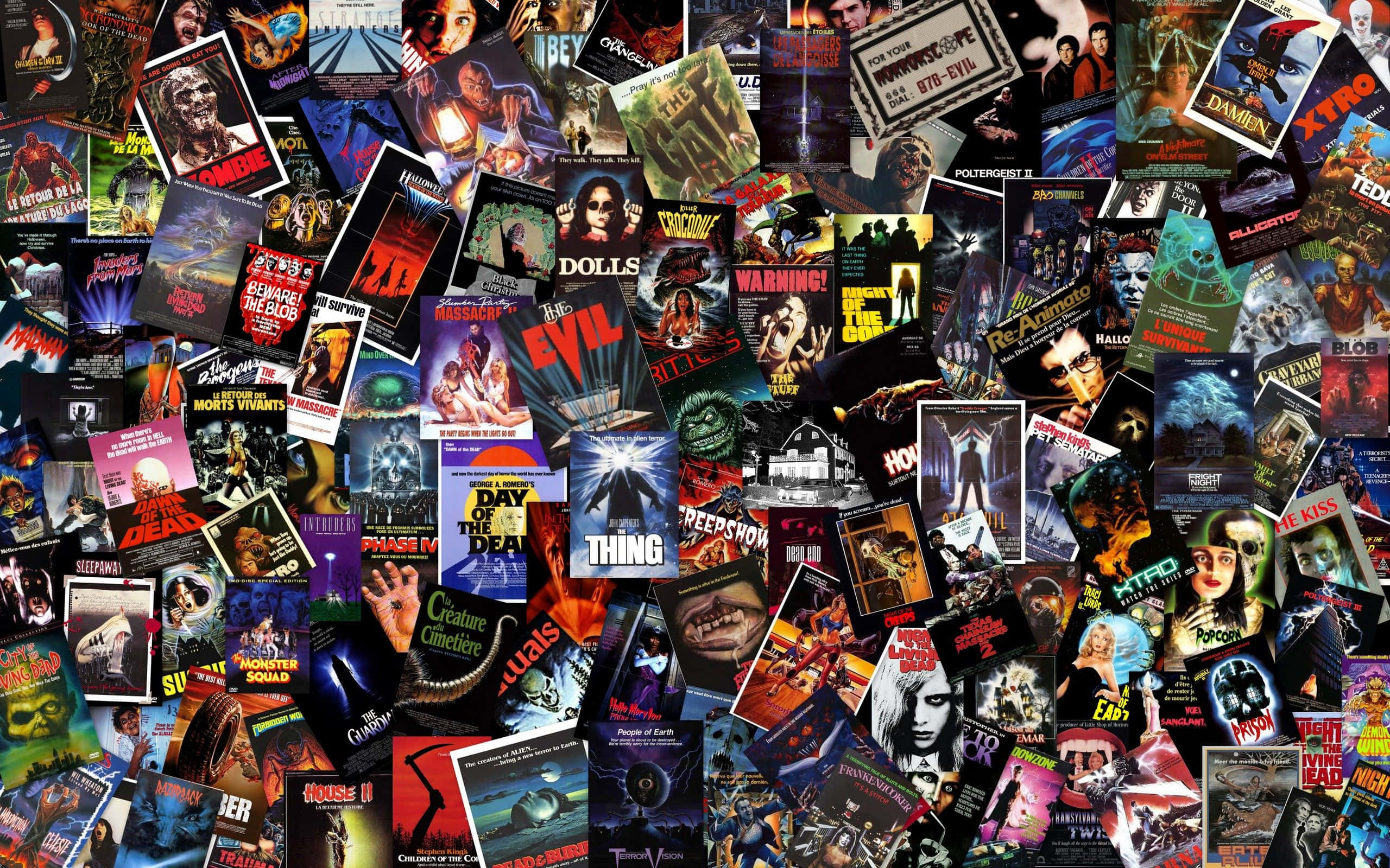scary movies, vintage horror movie posters, colorful mosaic, 2K Desktop Wallpaper