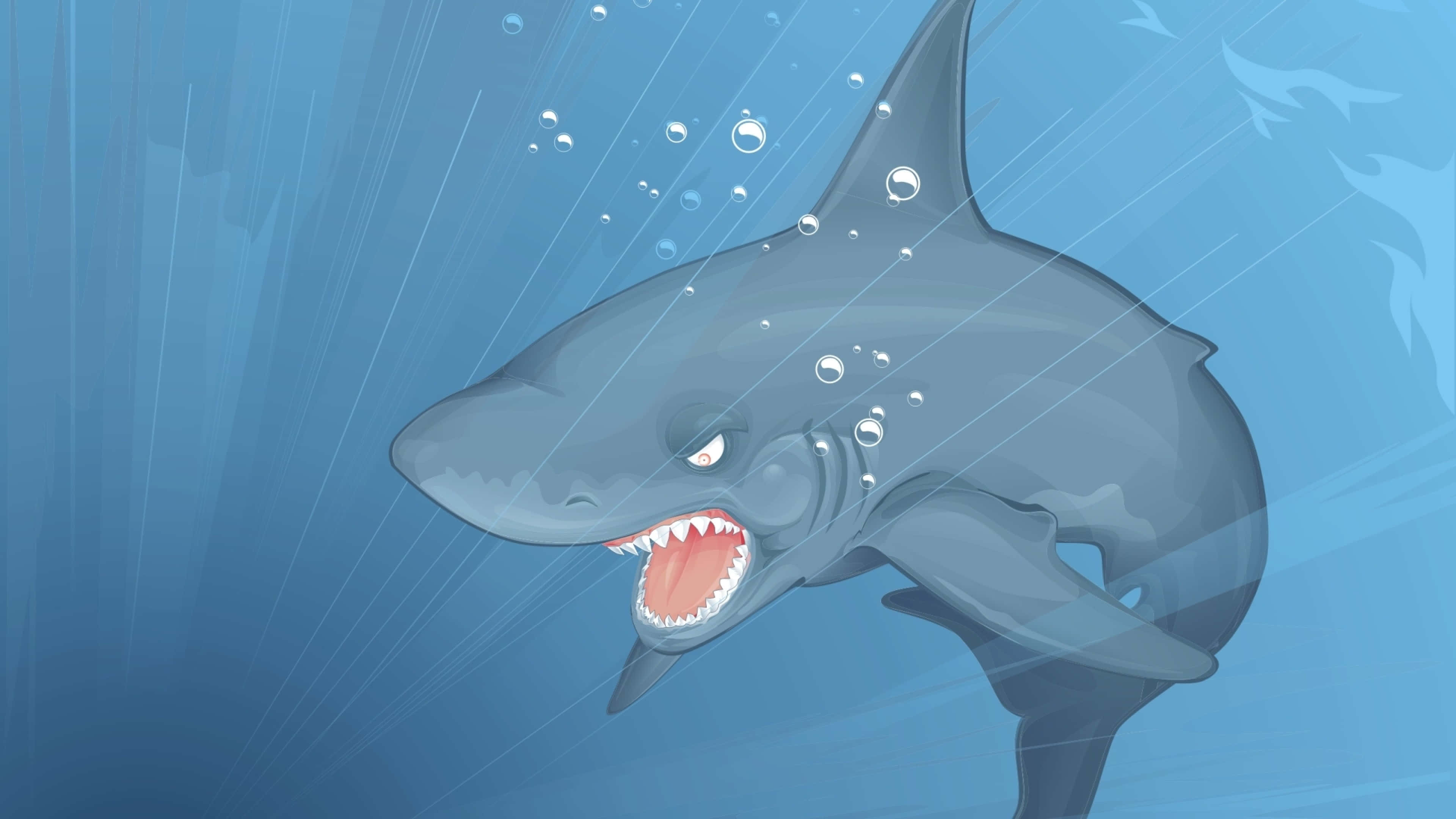 Scary Shark, cartoon shark, sharp teeth, 4K Desktop Wallpaper