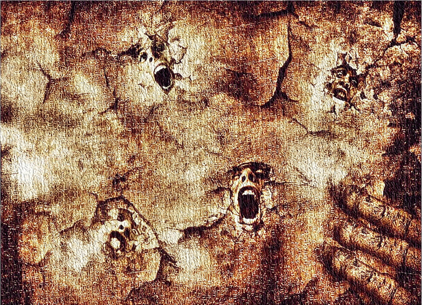 scary face, old paper, cracked earth, HD Desktop Wallpaper