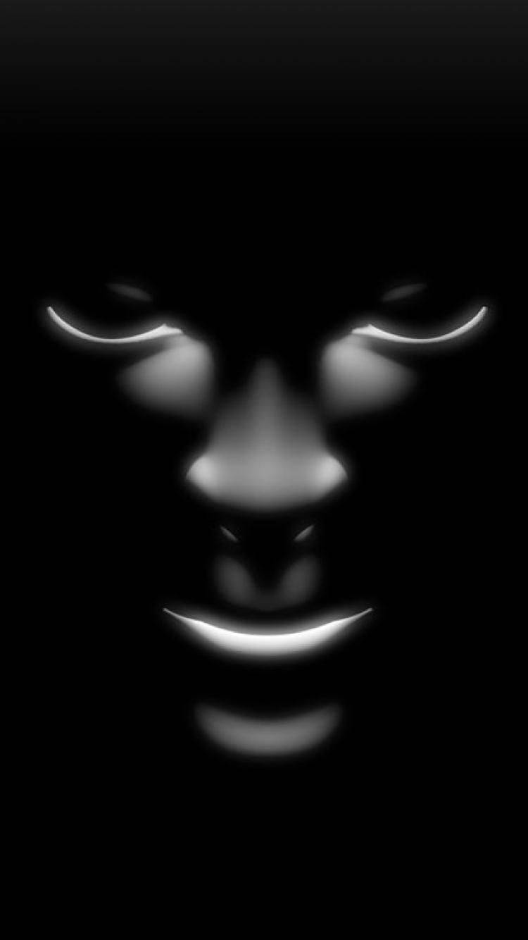 black horror face mask, glowing face, eyes nose and mouth, HD Phone Wallpaper