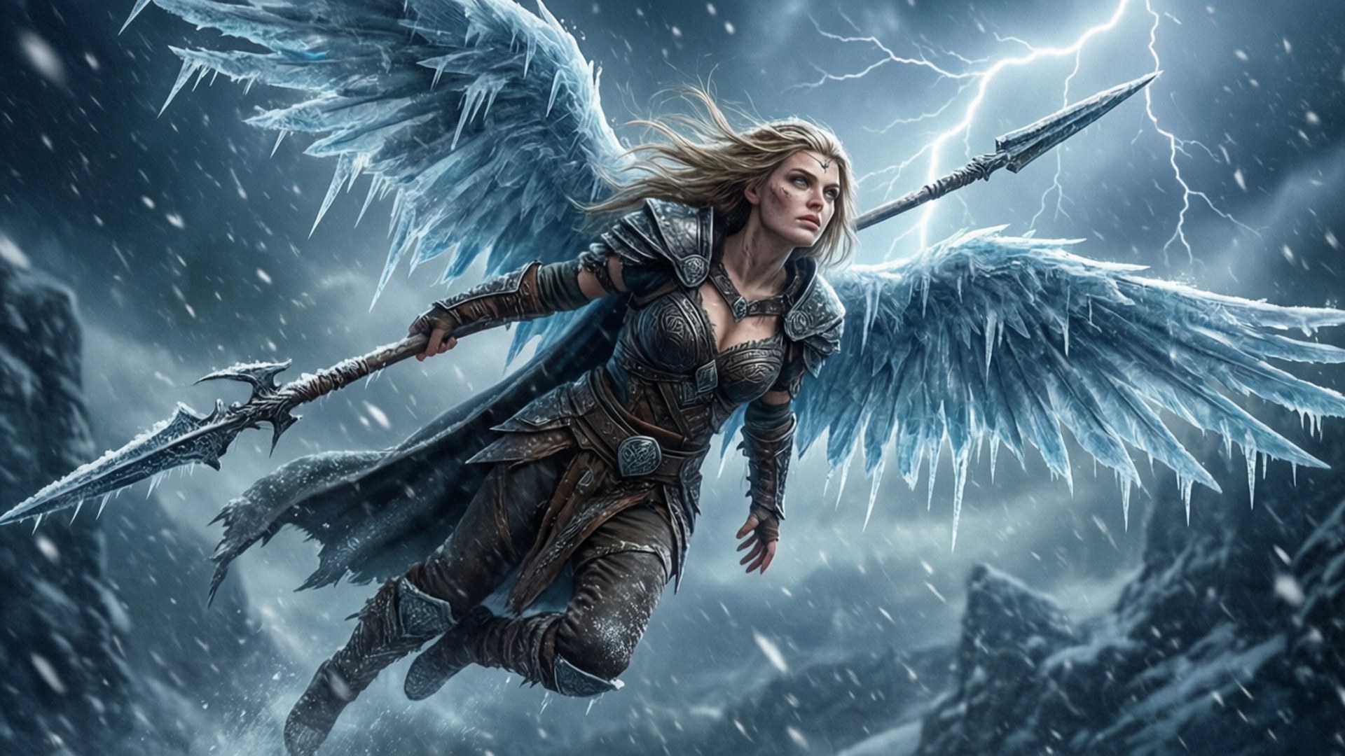 Scathach Skadi, storm wing, snowstorm, Full HD Desktop Wallpaper