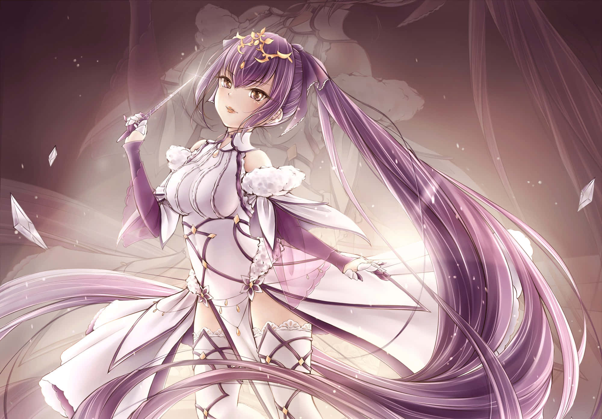Skadi, Scathach, purple-haired anime girl, Full HD Desktop Wallpaper
