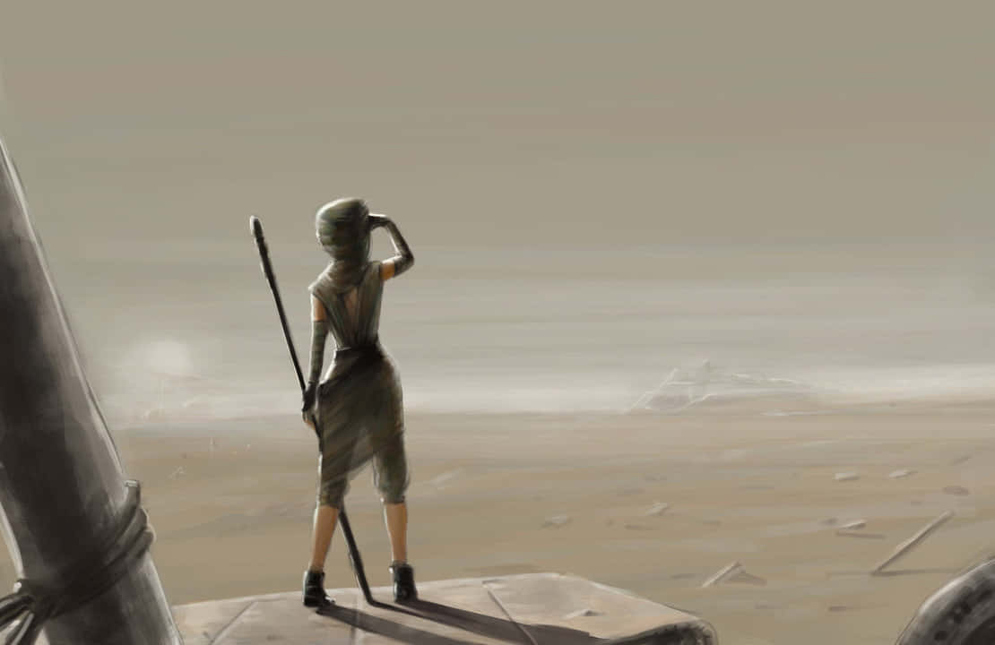 Scavenger, desert platform, armored figure, SD Desktop Wallpaper