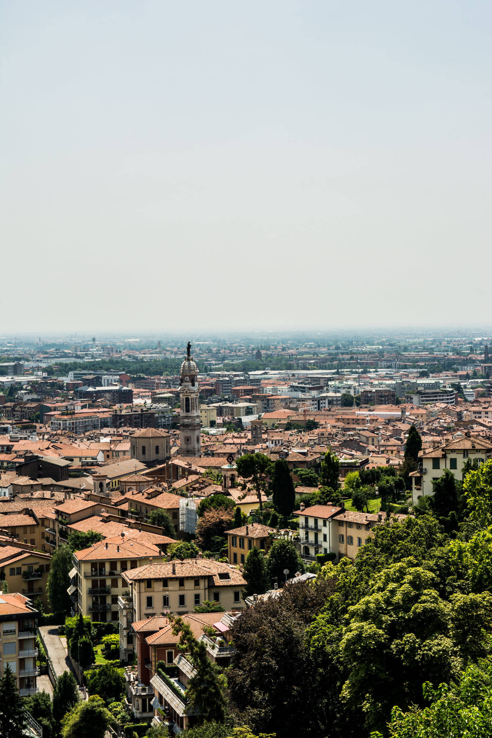 European city, terracotta rooftops, church tower, Full HD Phone Wallpaper