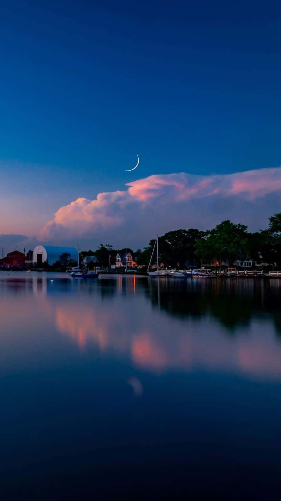 Blue Sky, Crescent Moon, Twilight, HD Phone Wallpaper