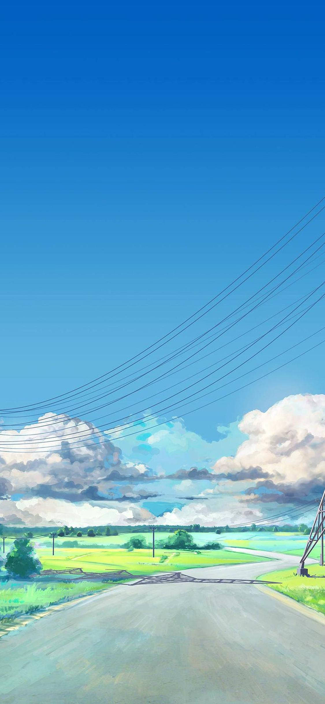 iPhone 11, rural road, vast blue sky, Full HD Phone Wallpaper