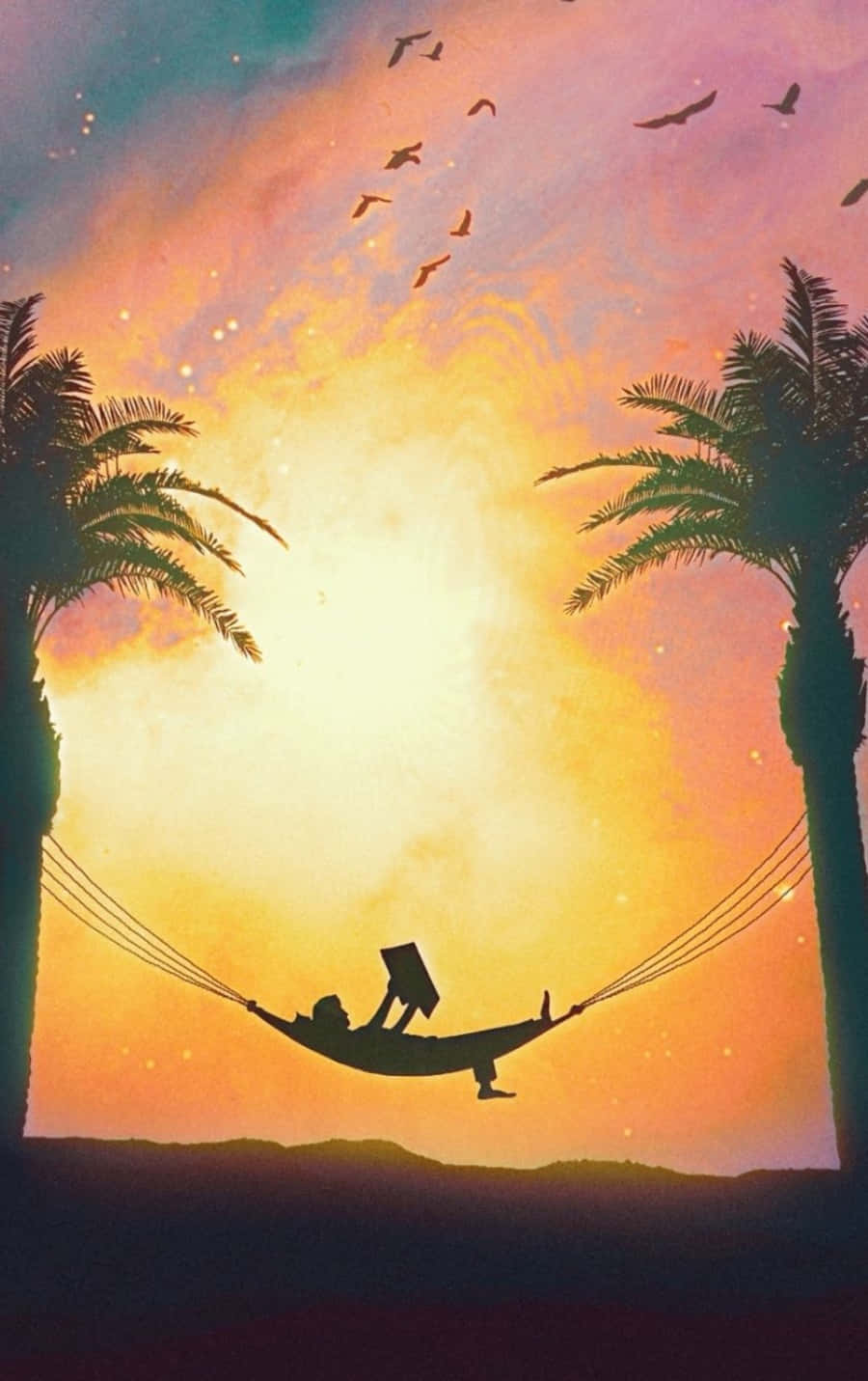 Sunset, Hammock, Palm Trees, HD Phone Wallpaper