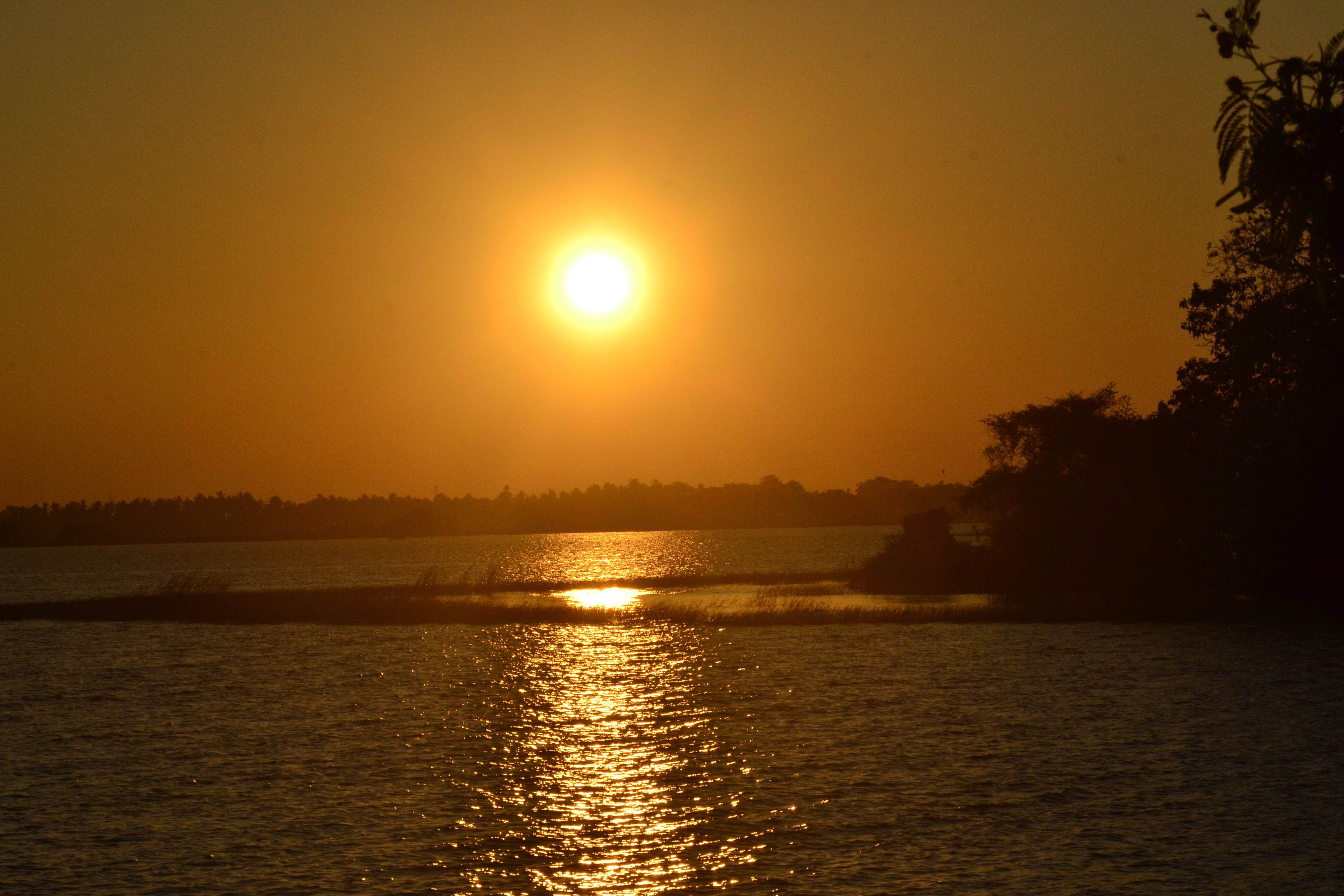 sunset, ocean scenery, calm lake, 4K Desktop Wallpaper