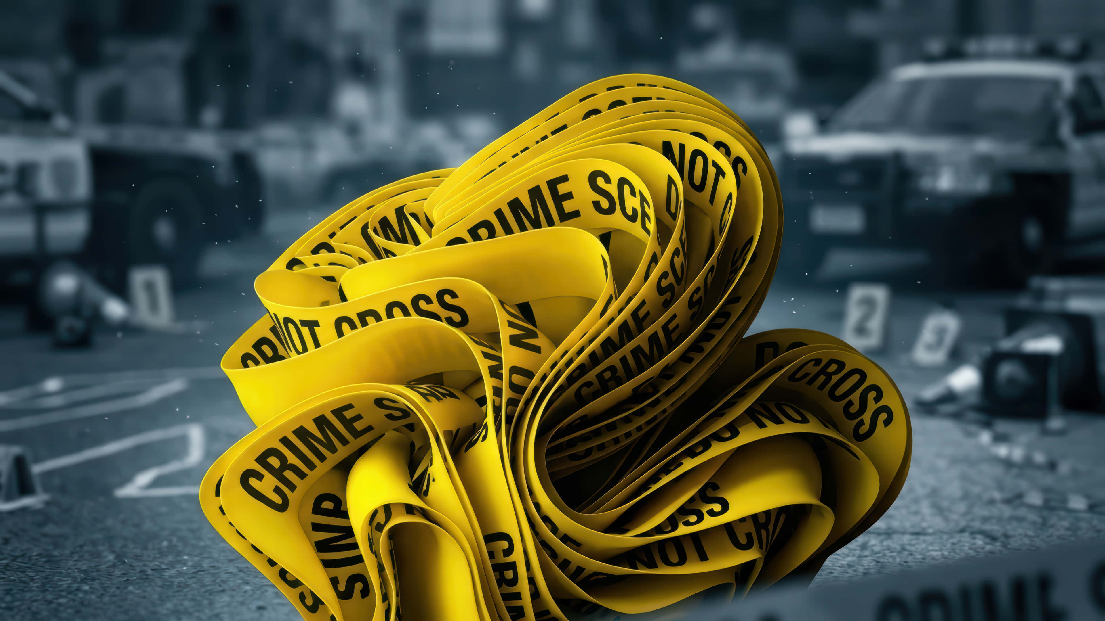 Crime scene Bloom, tape modded wallpaper, vibrant yellow crime scene tape, 4K Desktop Wallpaper