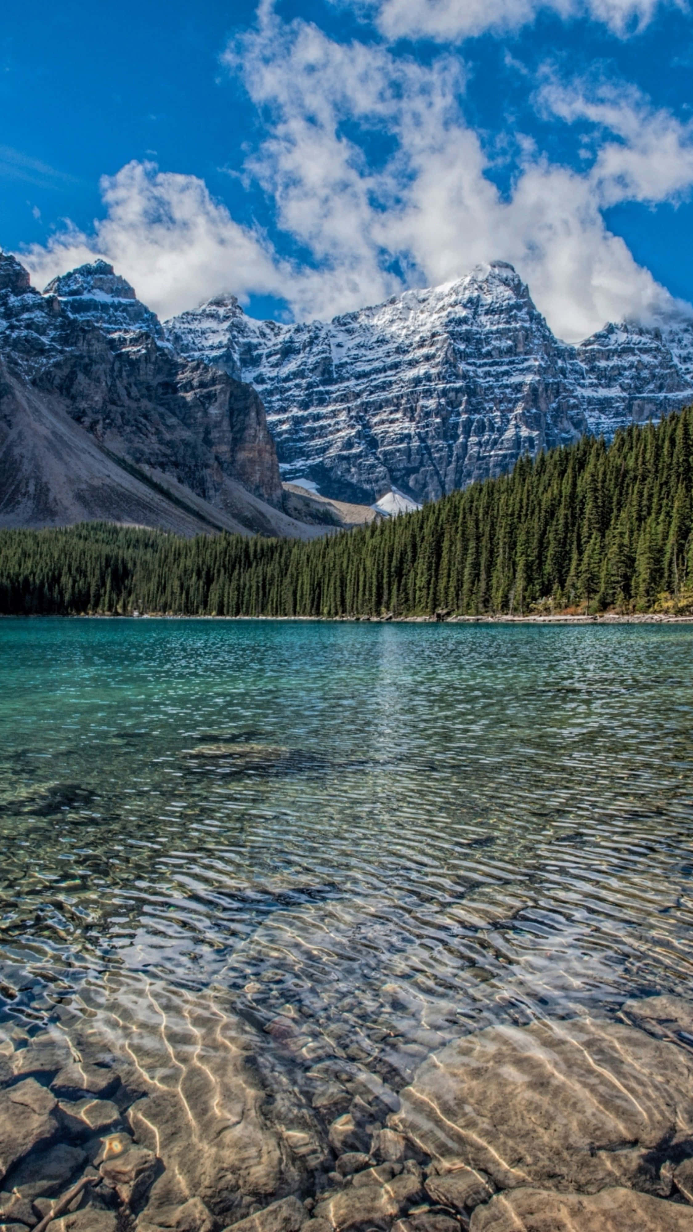 4K, turquoise lake, snow capped mountains, 4K Phone Wallpaper