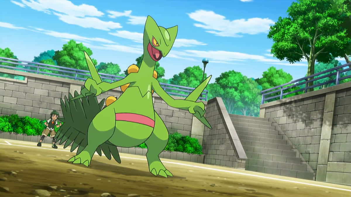 Sceptile, green, leafy arms, SD Desktop Wallpaper