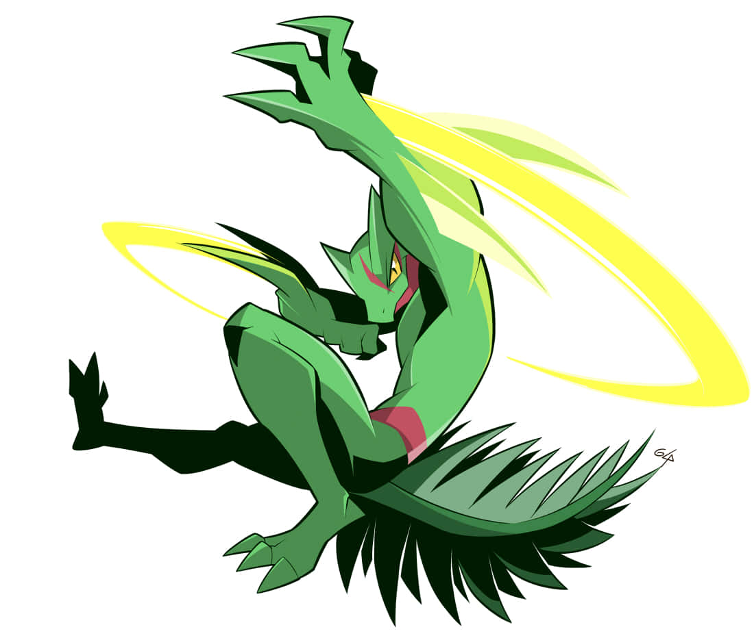 Sceptile, green dragon-like creature, sharp claws, SD Desktop Wallpaper