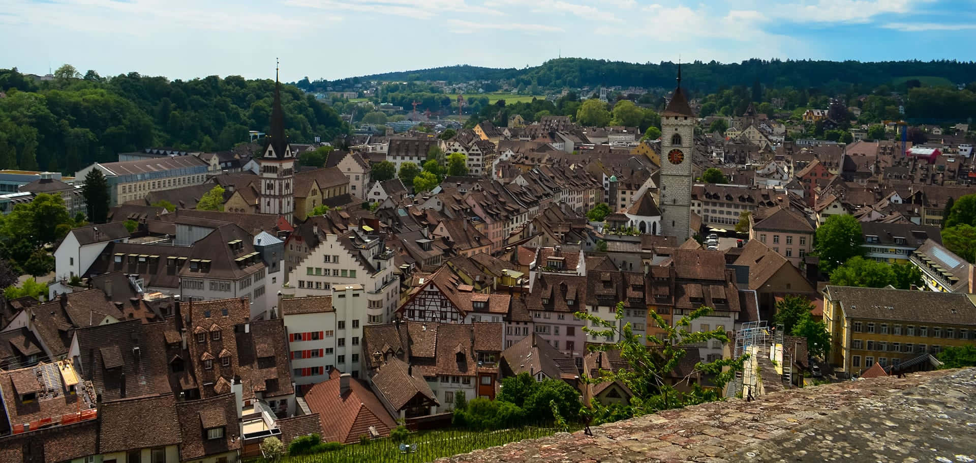 Schaffhausen, historic European town, red tiled roofs, Full HD Desktop Wallpaper