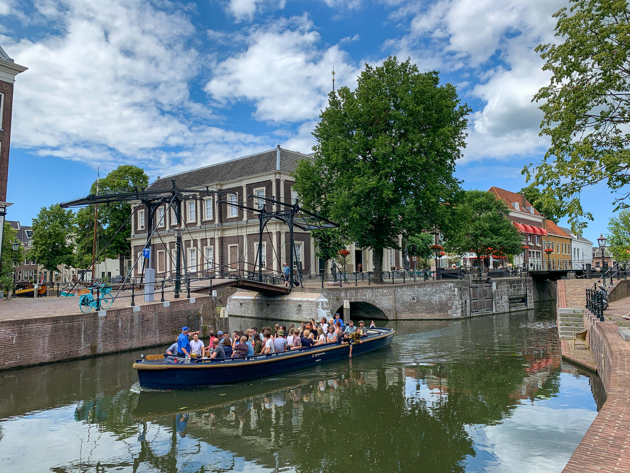 Schiedam, canal, historic drawbridge, Full HD Desktop Wallpaper