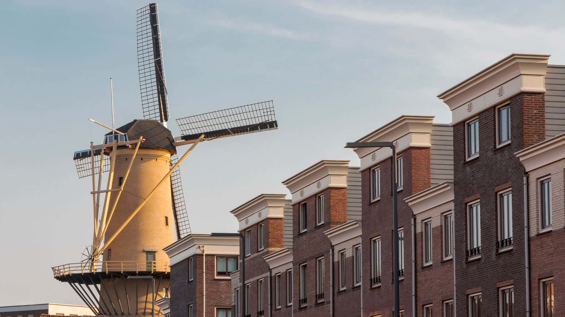 Schiedam, windmill, yellow, Full HD Desktop Wallpaper