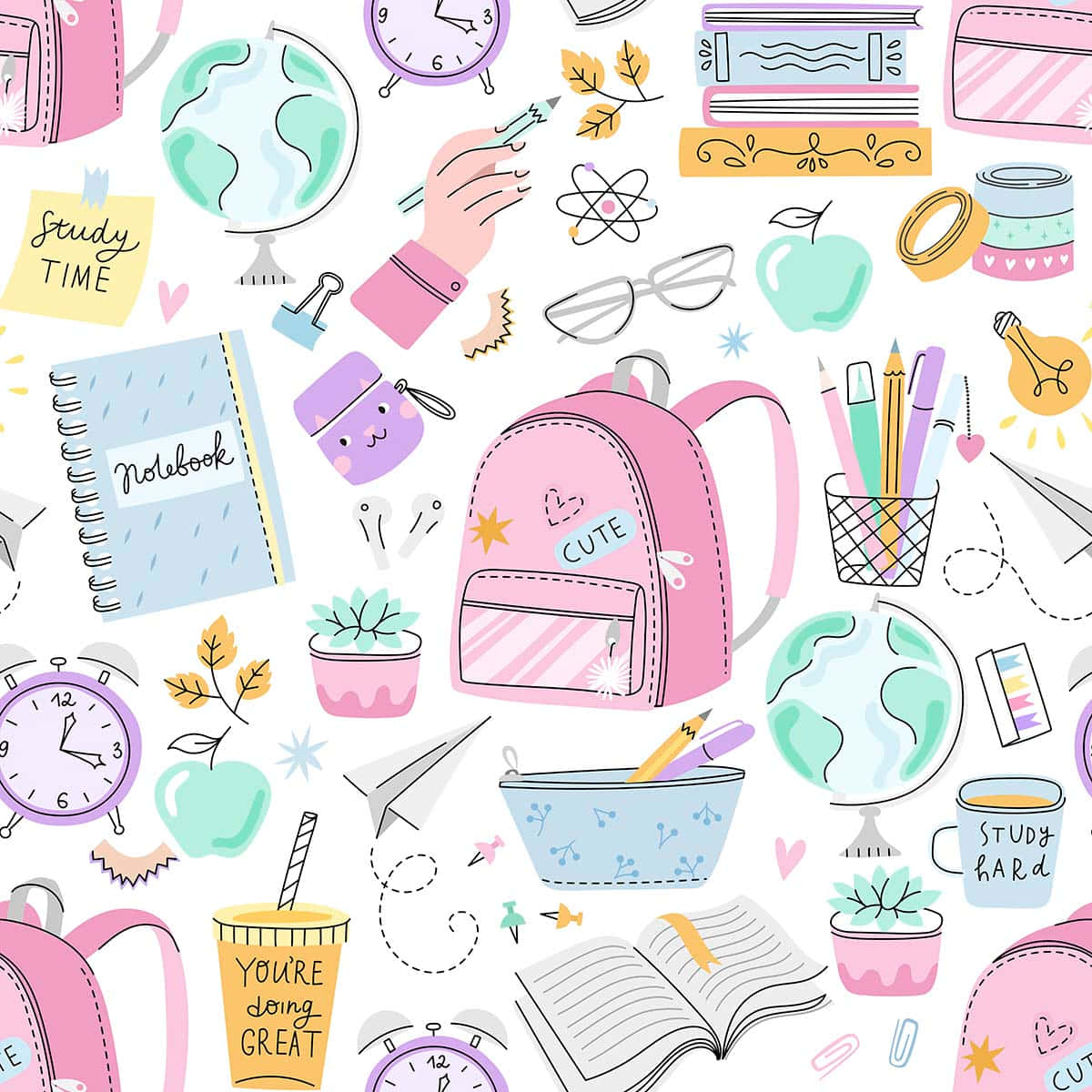 pink backpacks, globes, notebooks, SD Desktop Wallpaper