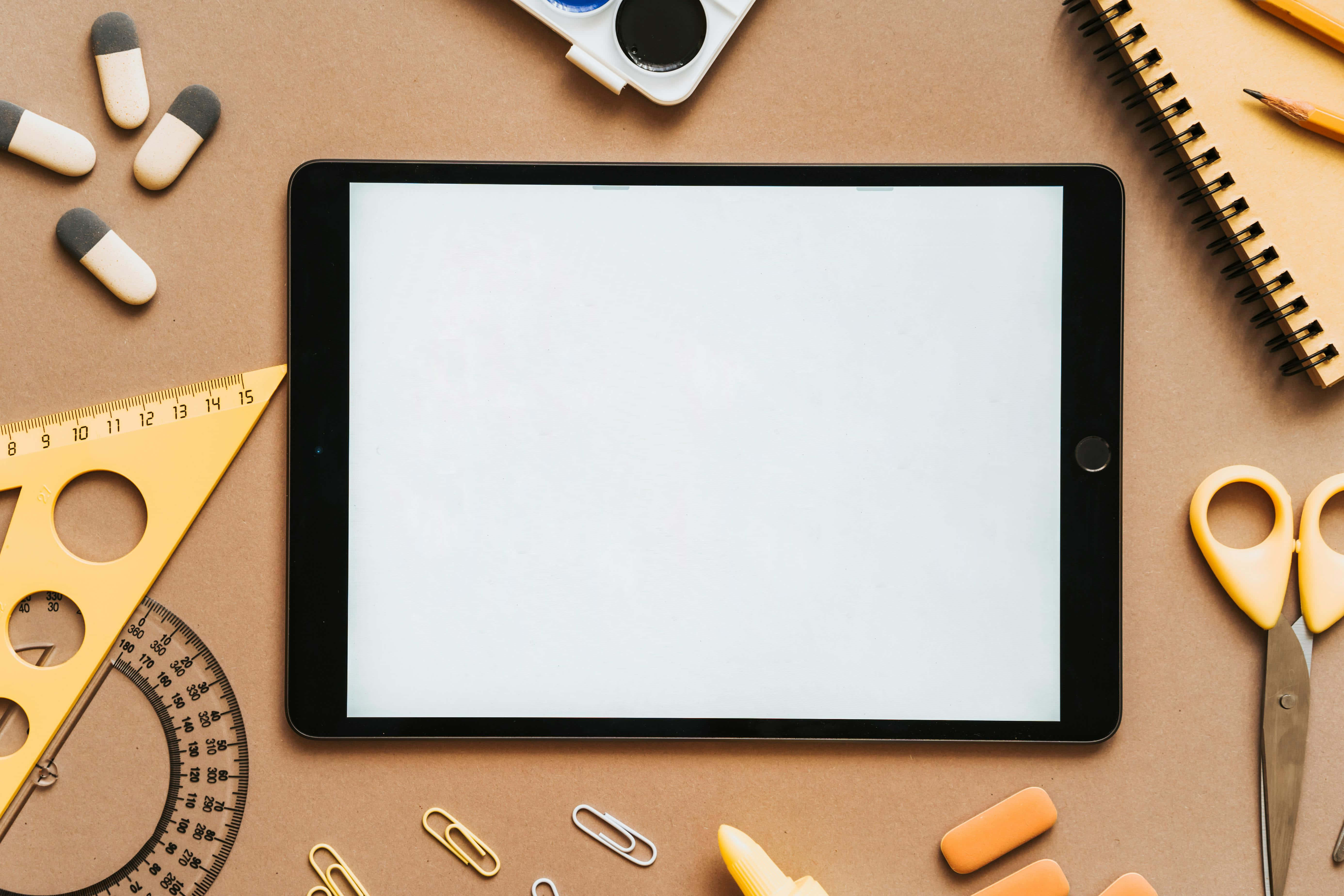digital tablet, stationery, pills, 5K Desktop Wallpaper