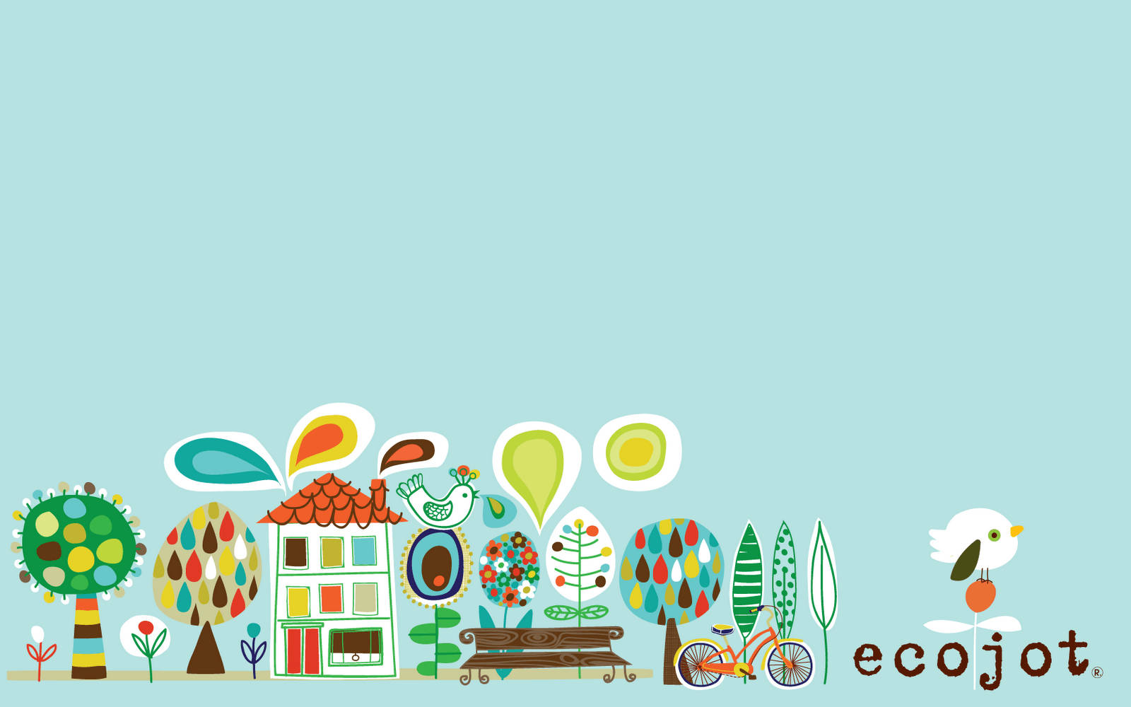 cute school cartoon nature, colorful stylized village scene, patterned trees, HD Desktop Wallpaper