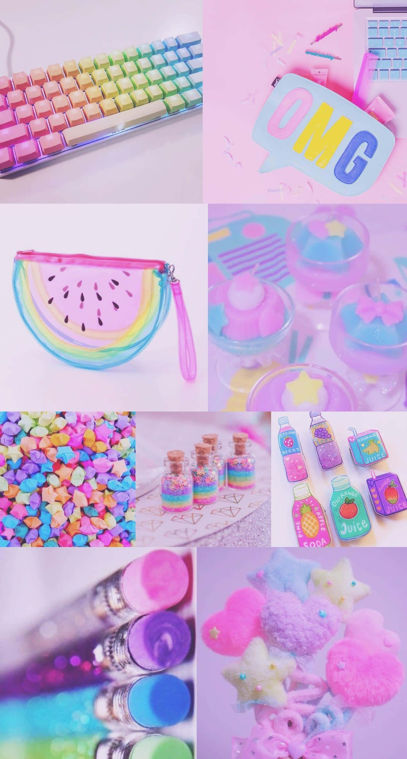 Cool School, pastel kawaii, rainbow keyboard, 2K Phone Wallpaper