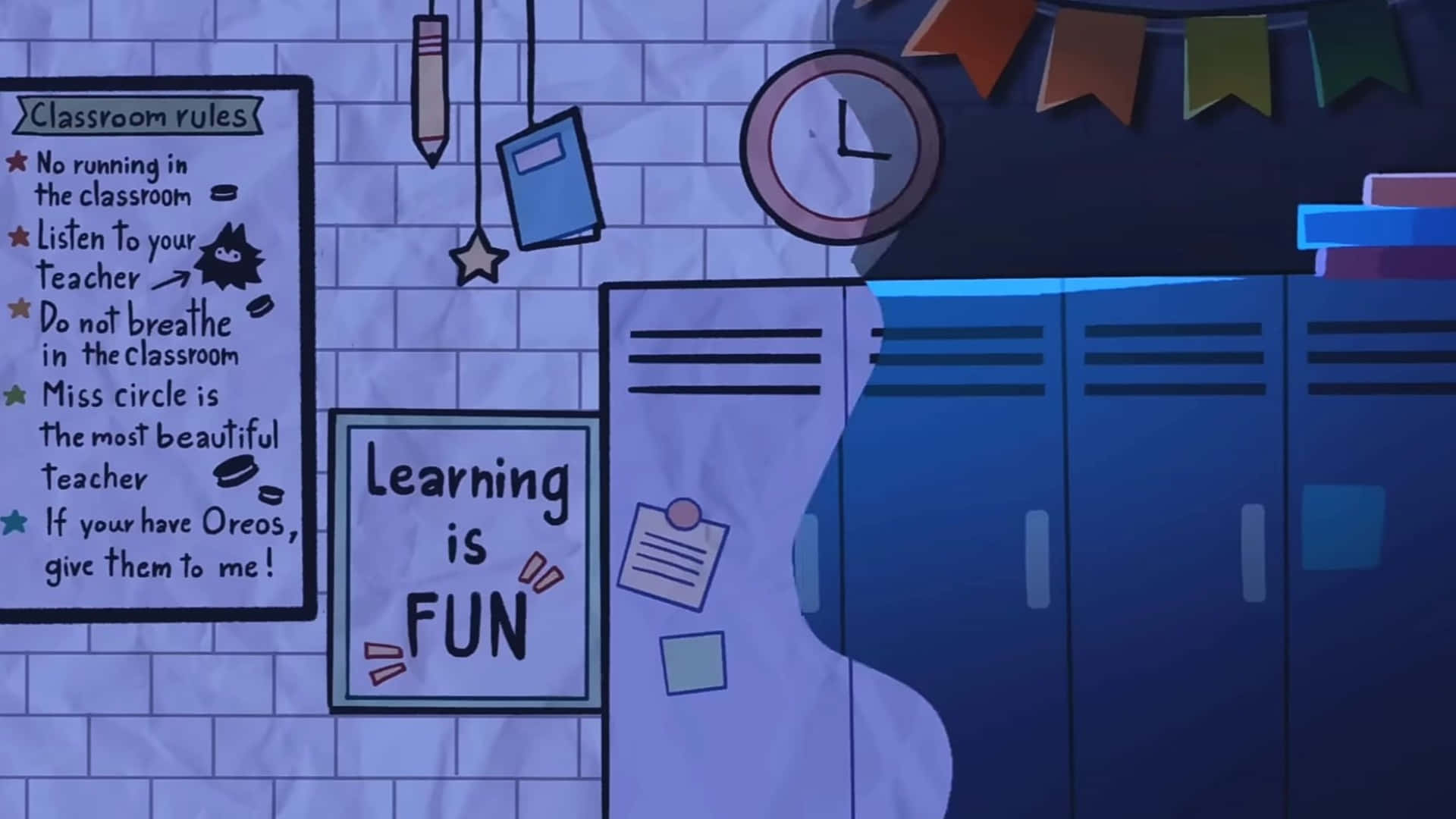 Classroom Learning Environment, Learning is FUN, blue lockers, Full HD Desktop Wallpaper