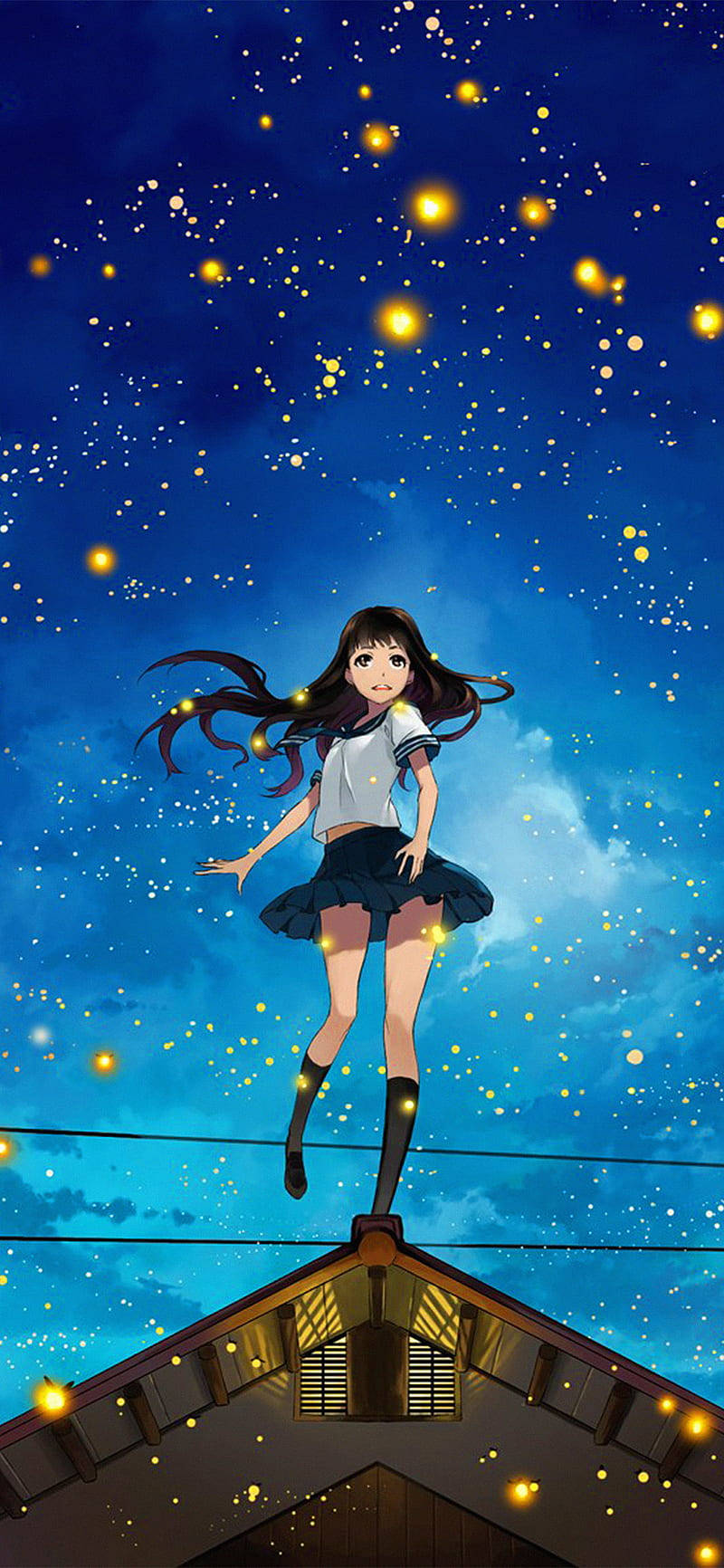 retro synthwave sunset, 80s anime aesthetic, school uniform, HD Phone Wallpaper