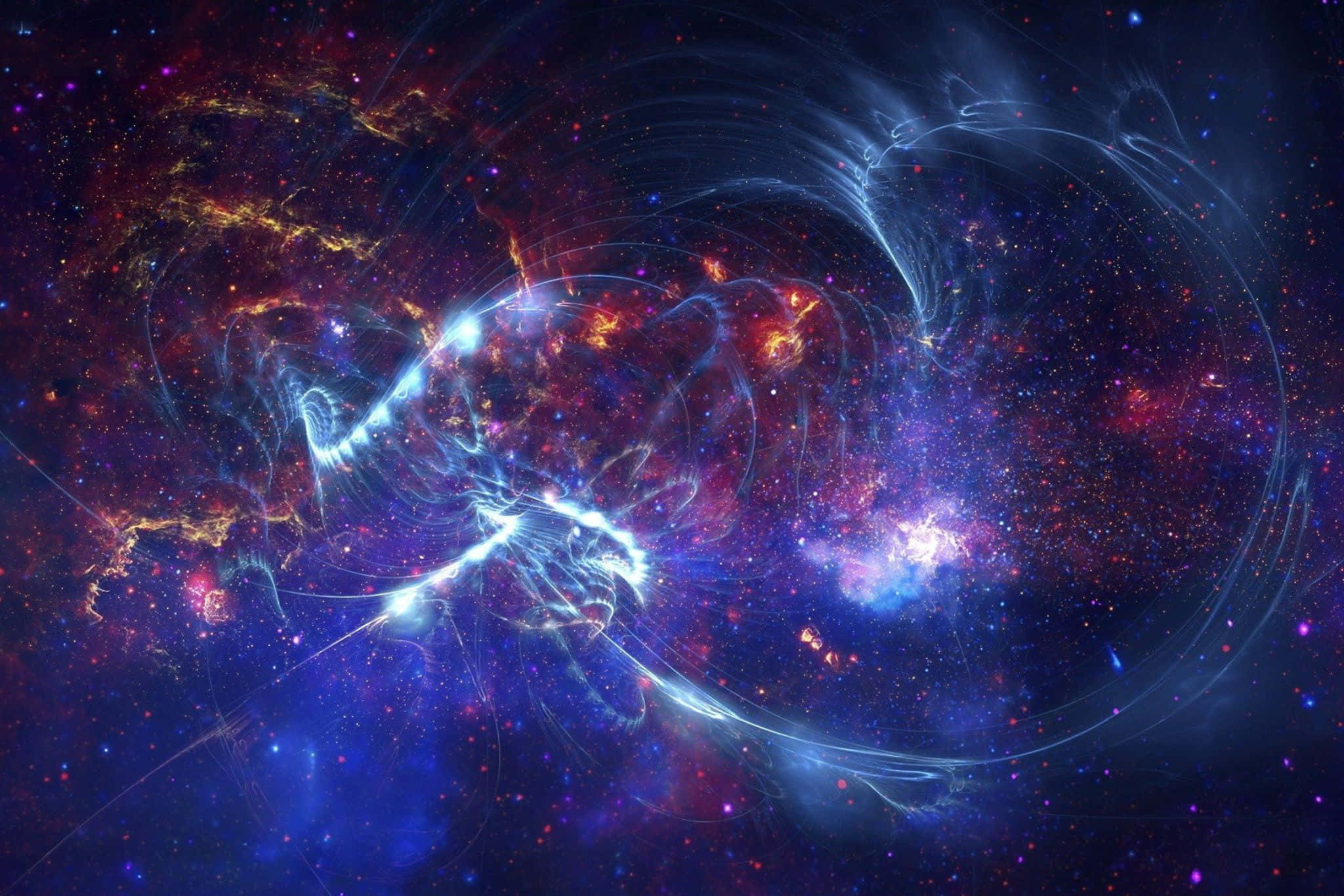 cosmic nebula, glowing blue filaments, fiery orange clouds, Full HD Desktop Wallpaper