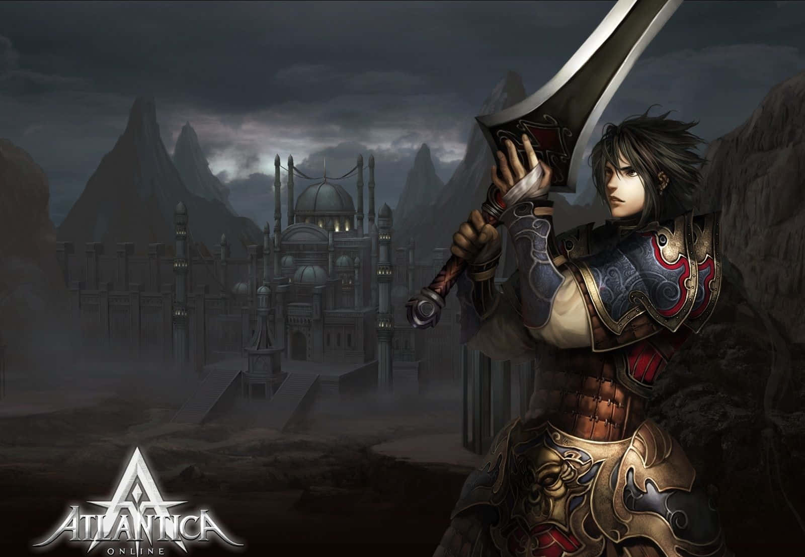 dark-haired warrior, ornate armor, massive sword, HD Desktop Wallpaper