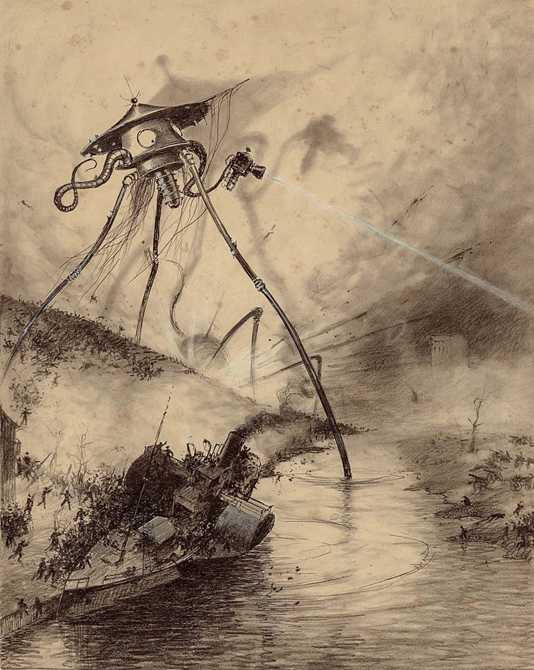 mechanical war machine, long legs, cannon, HD Phone Wallpaper