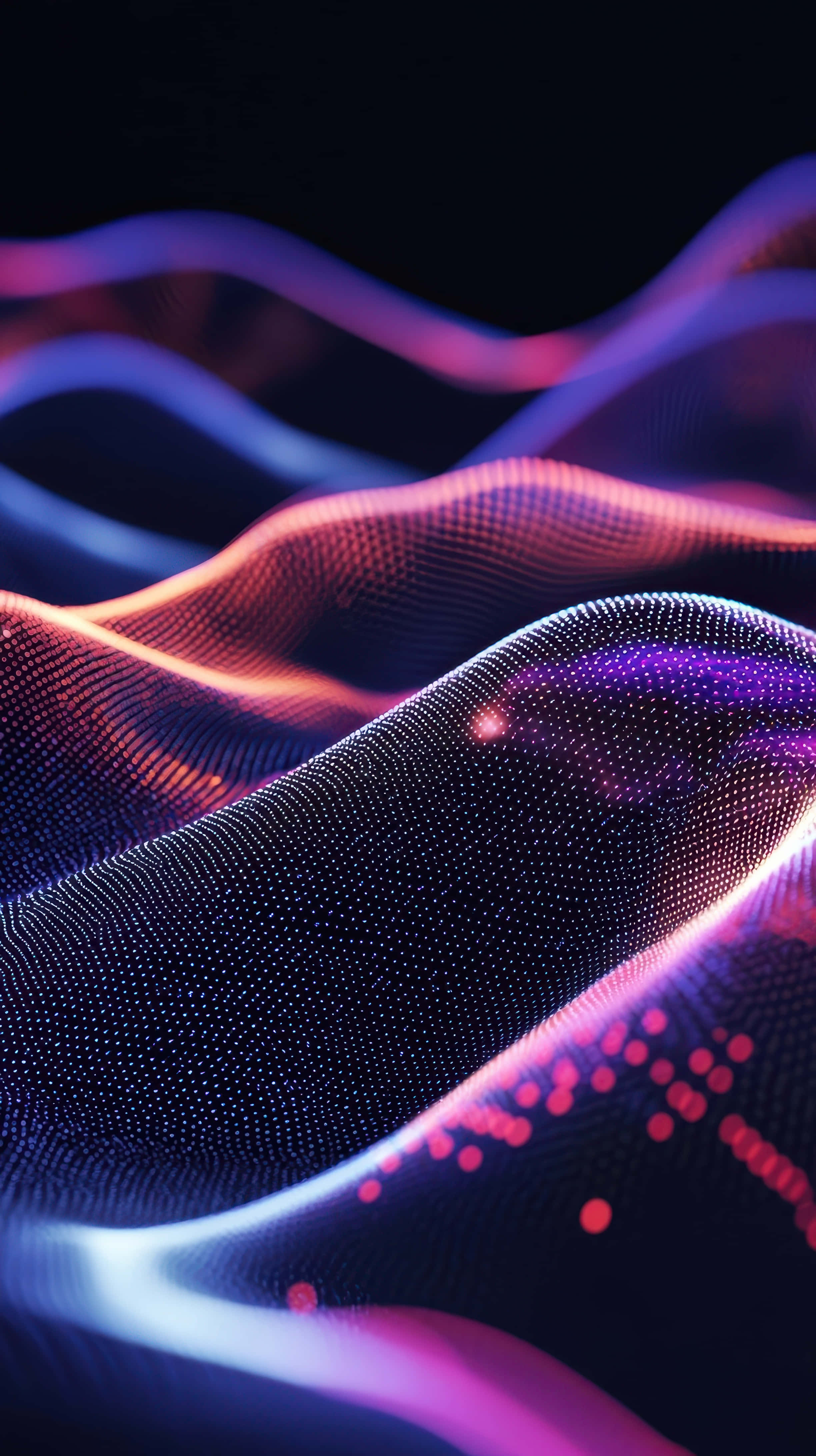 neon waves, purple pink and blue, dark background, 4K Phone Wallpaper