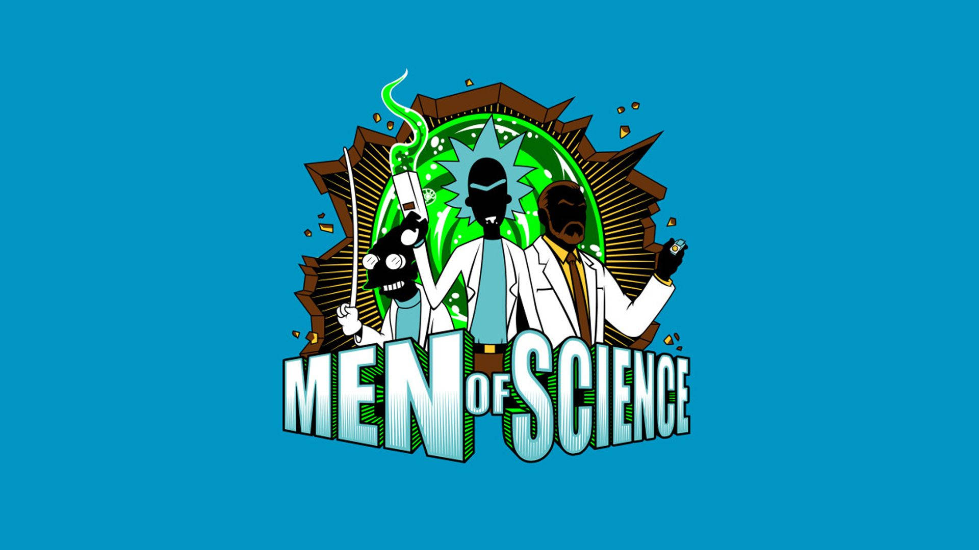 Men Of Science Art, white coats, green energy portal, Full HD Desktop Wallpaper