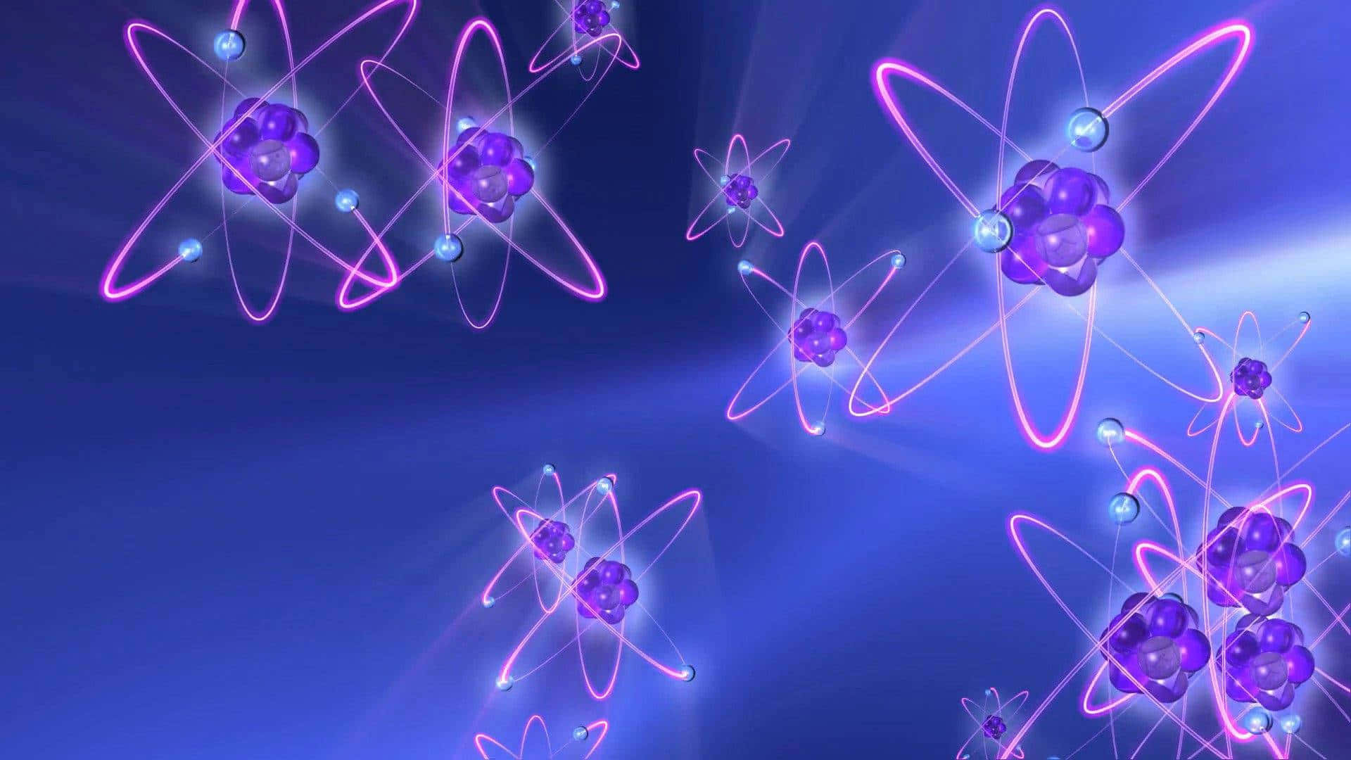 atomic models, pink orbits, glowing purple, Full HD Desktop Wallpaper