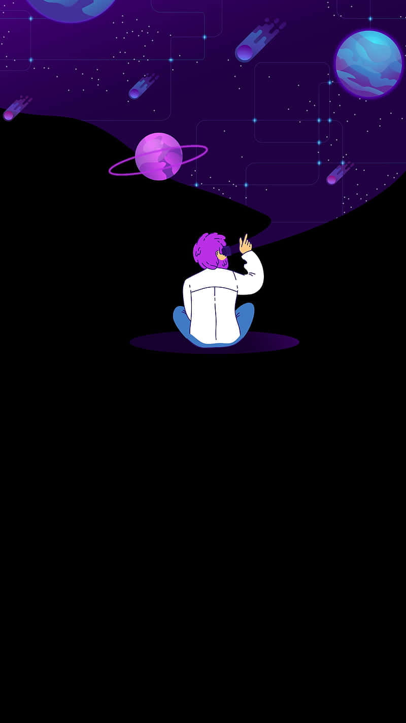 purple-haired person, white shirt, dark hill, HD Phone Wallpaper