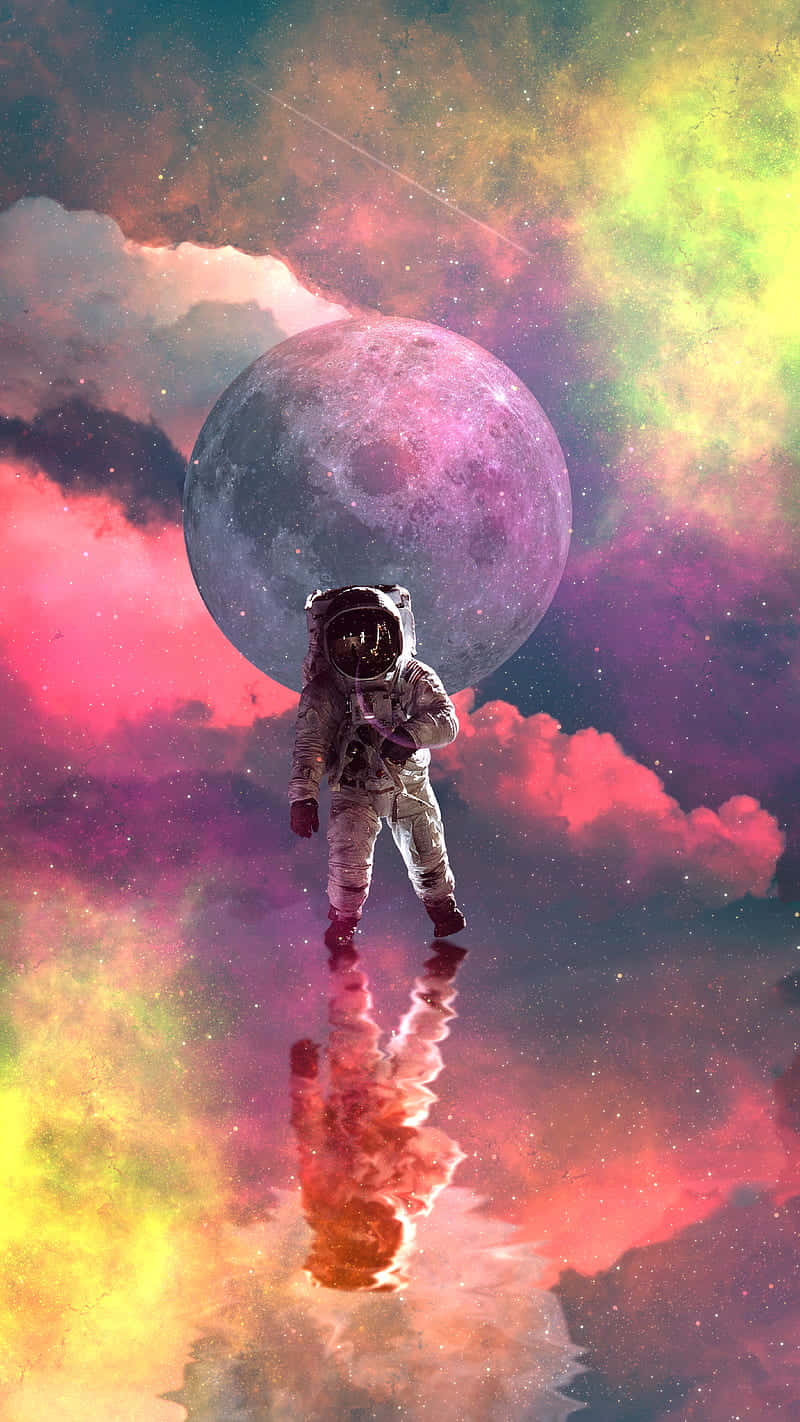 Cosmic_ Astronaut_ Dreamscape, astronaut, giant moon, HD Phone Wallpaper