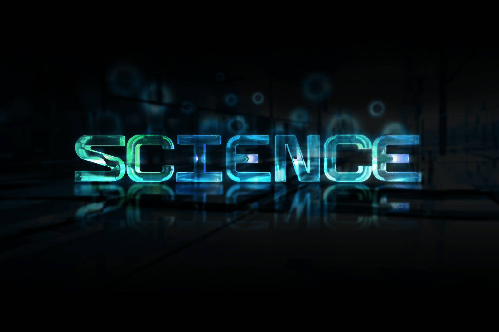 Science Desktop, neon letters, vibrant blue, HD Desktop Wallpaper