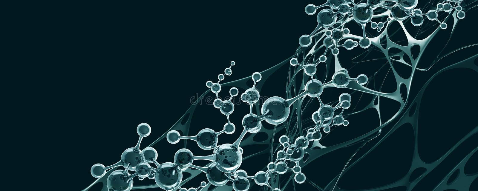 chemical strands, translucent molecular structures, deep teal background, HD Desktop Wallpaper