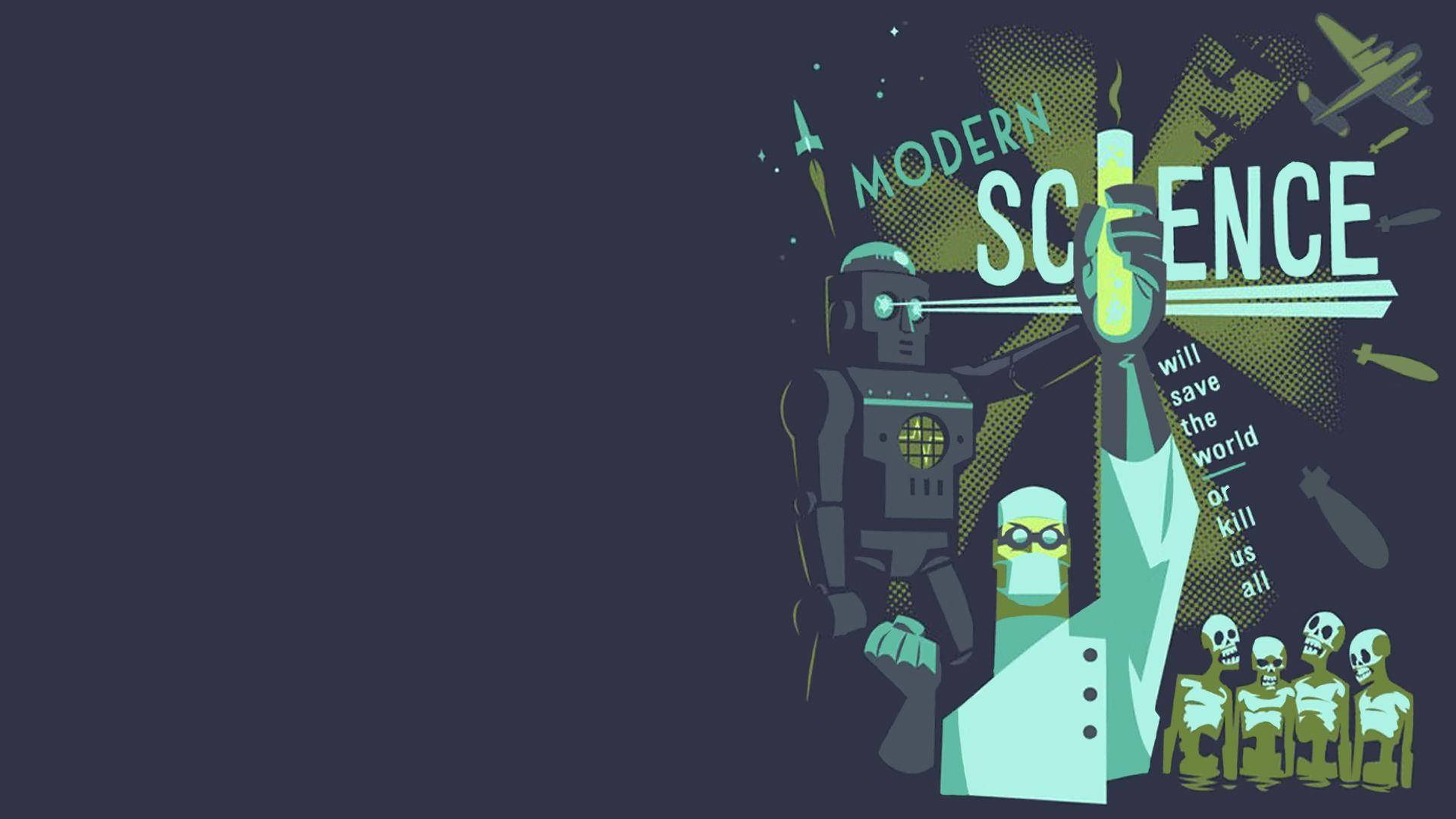 robot, scientist, glowing test tube, Full HD Desktop Wallpaper
