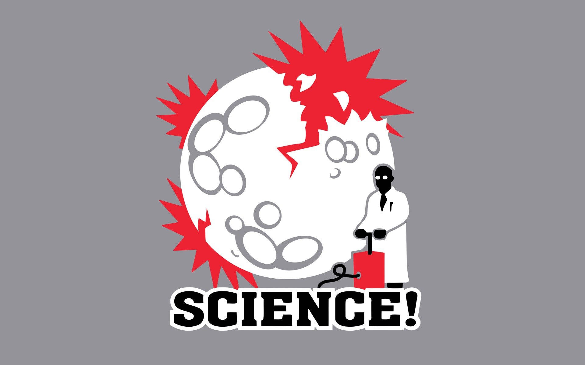 Science Desktop, moon explosion, cartoon scientist, Full HD Desktop Wallpaper