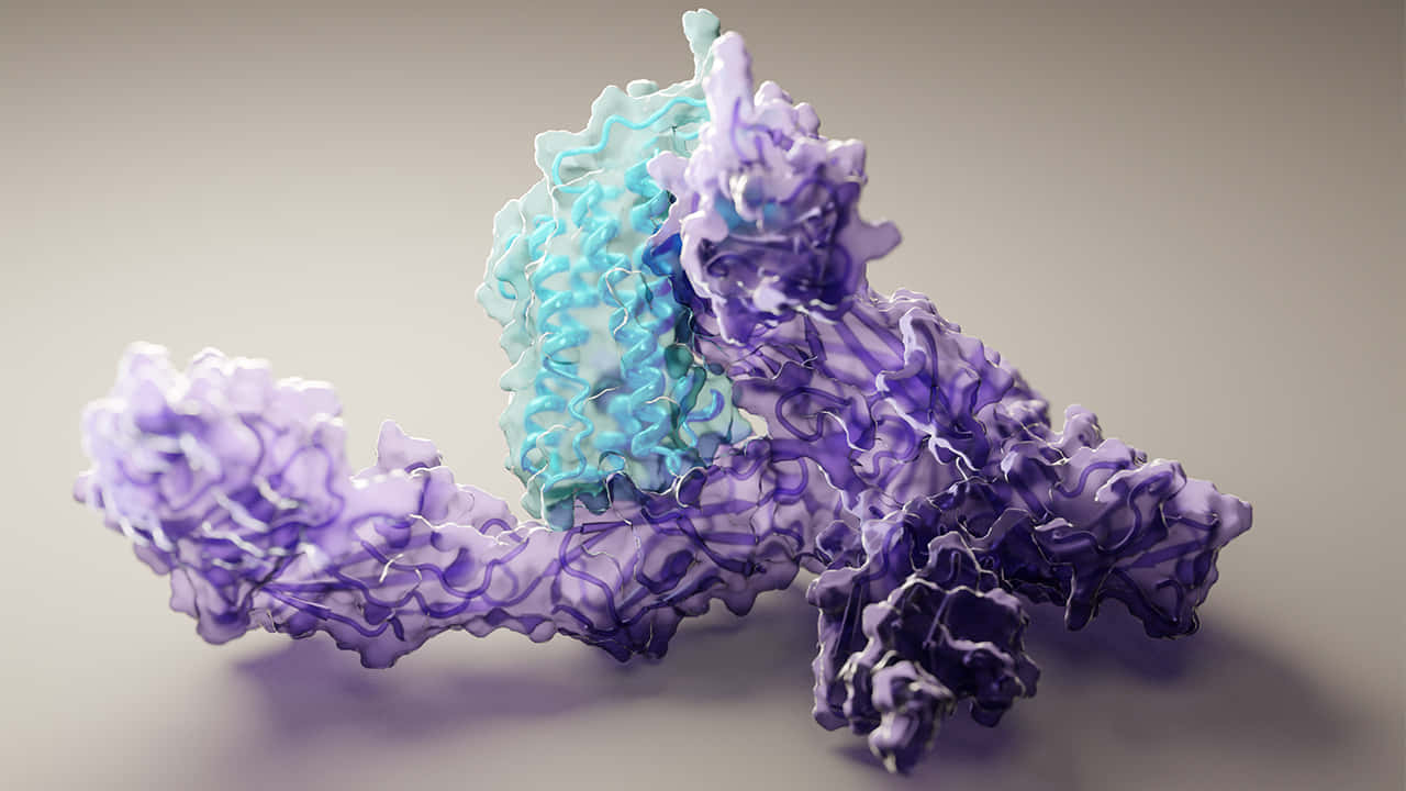 3d-render, complex protein structure, purple, HD Desktop Wallpaper