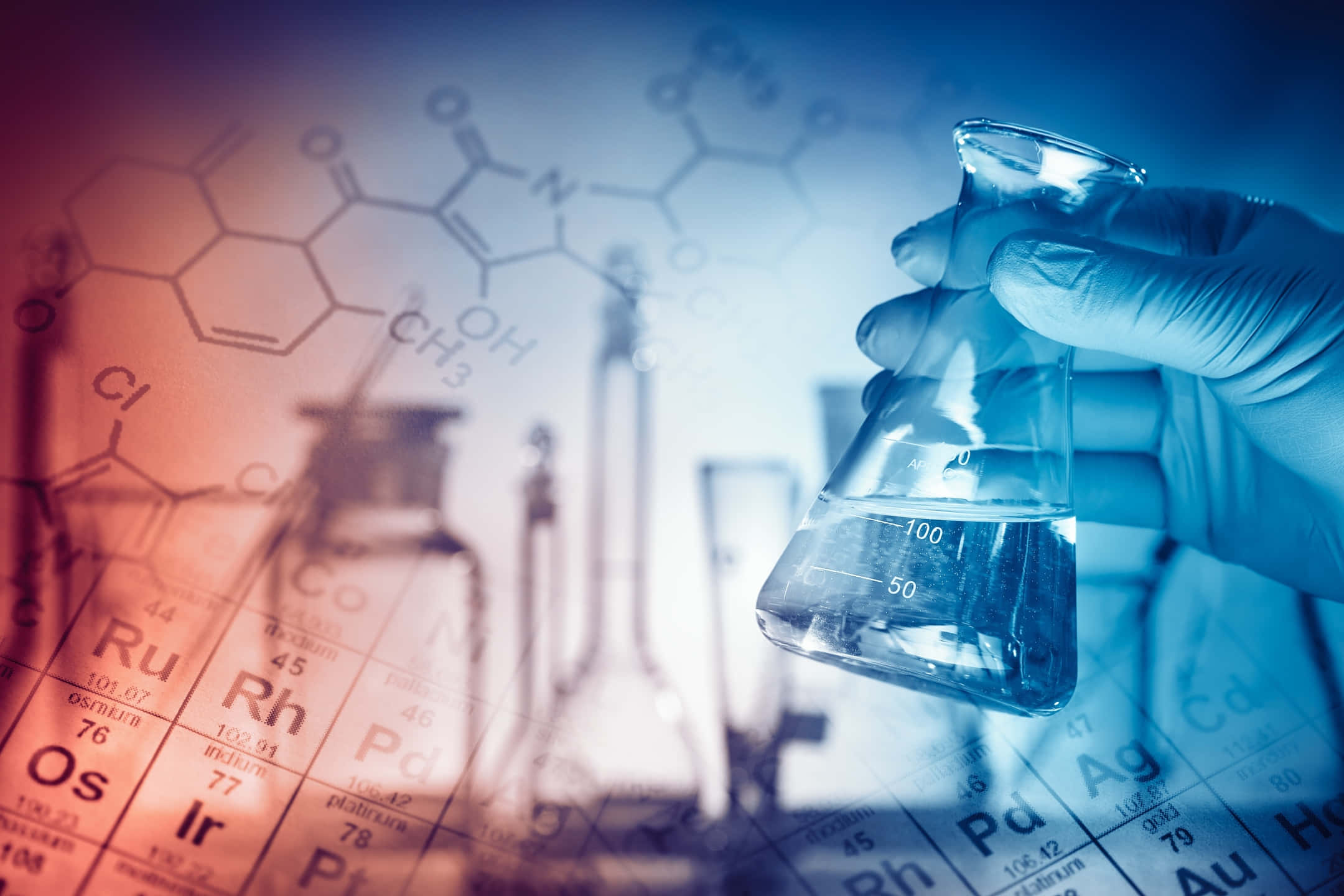 beaker, clear liquid, chemical formulas, Full HD Desktop Wallpaper