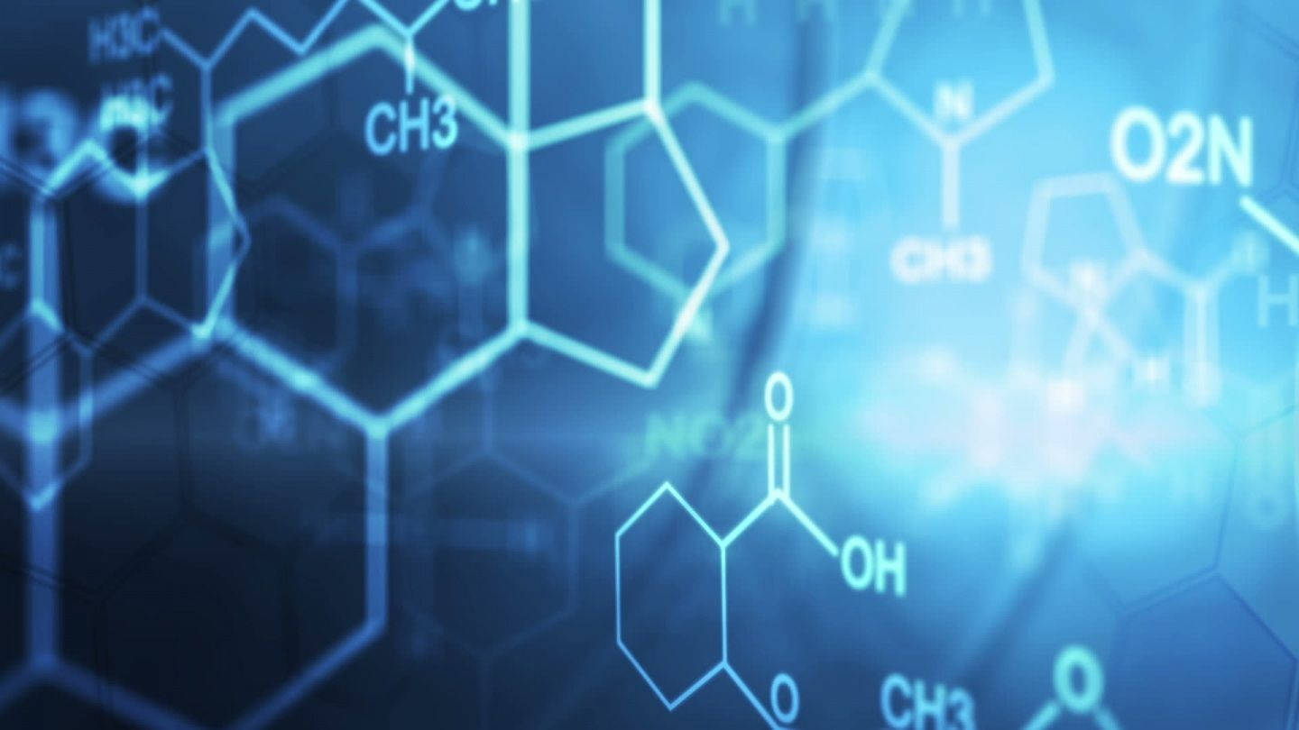 blue, molecular structures, chemical formulas, HD Desktop Wallpaper