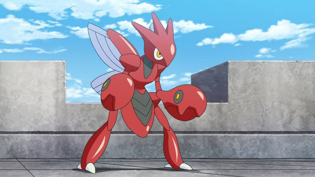 Scizor, red, wings, HD Desktop Wallpaper