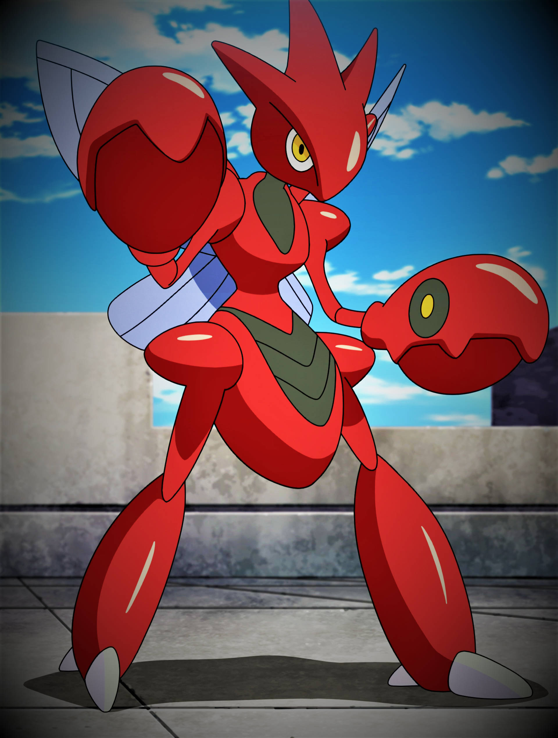 Scizor, anime-style, red, Full HD Phone Wallpaper