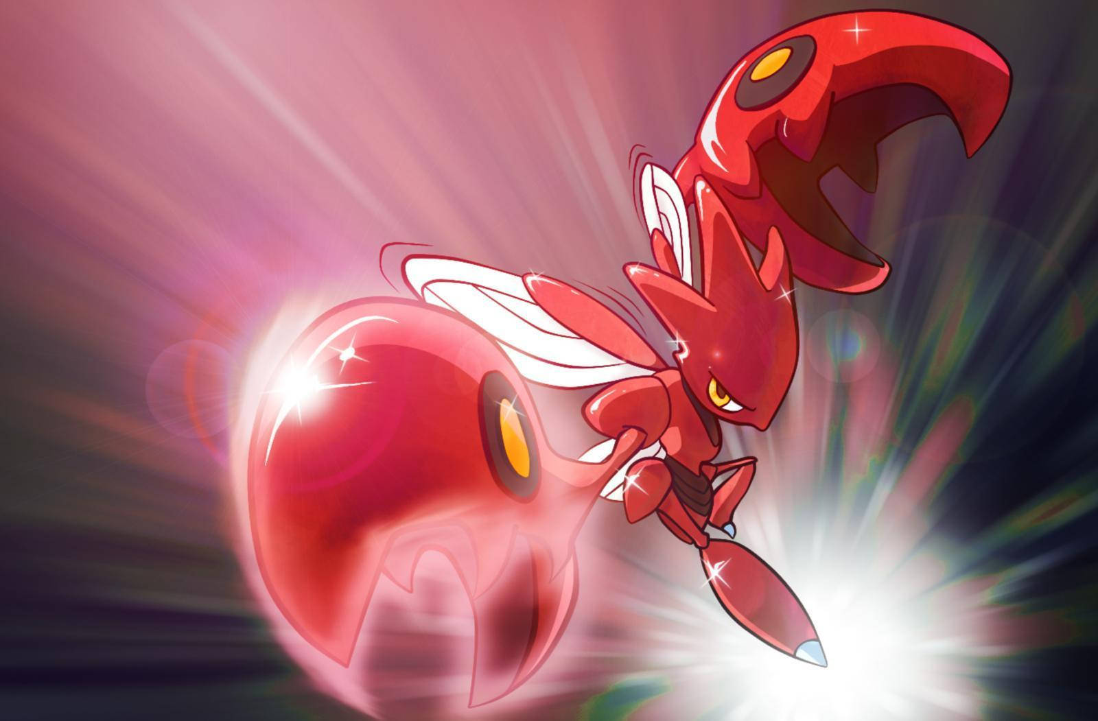 Scizor, red, glowing energy attack, HD Desktop Wallpaper