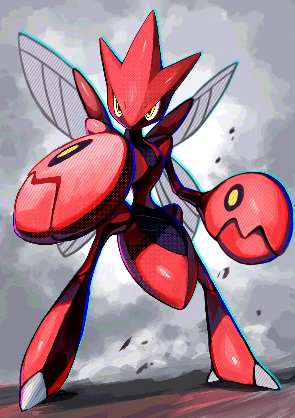 Scizor, red and black, insectoid, HD Phone Wallpaper